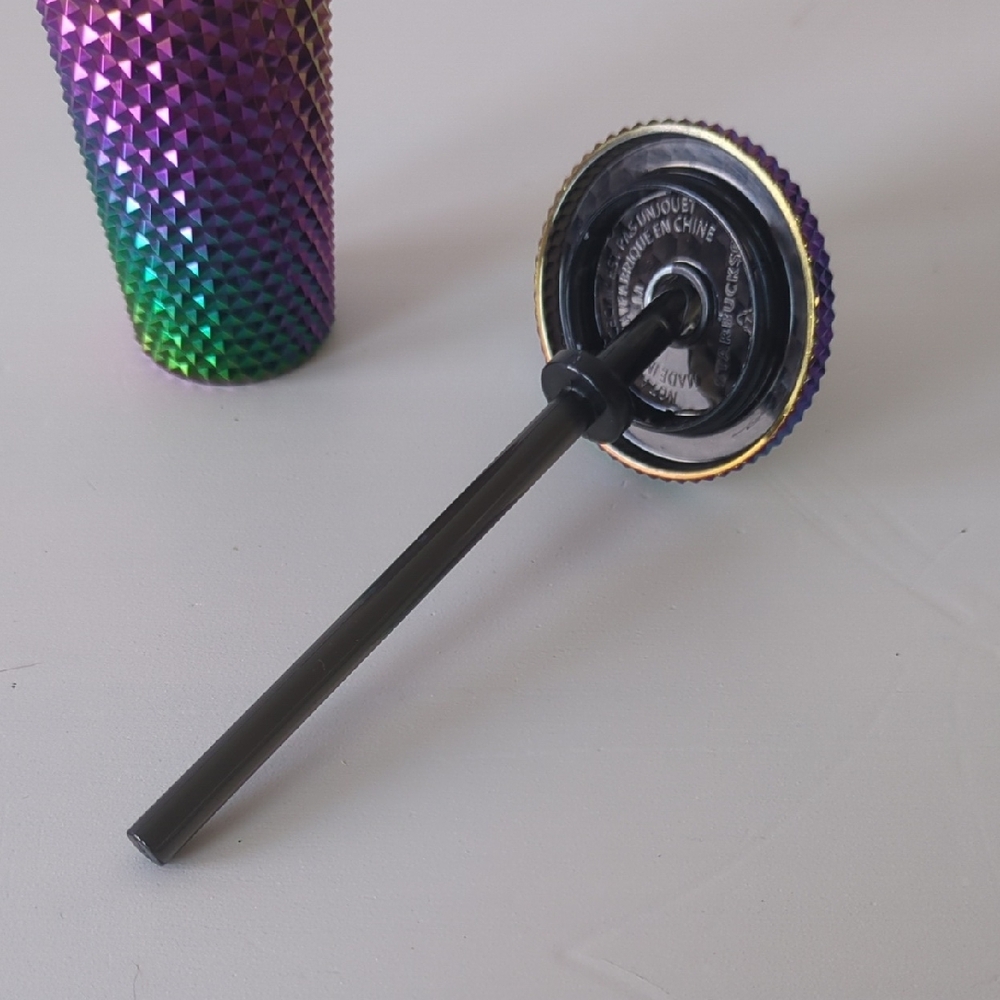 Starbucks 2023 Studded Oil Slick Rainbow Iridescent Tumbler Keychain Ornament - Picture 6 of 8